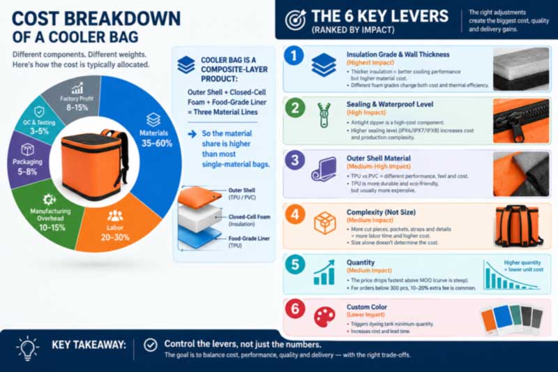 cost structure and the six main price levers for a custom insulated cooler backpack cost structure and the six main price levers for a custom insulated cooler backpack